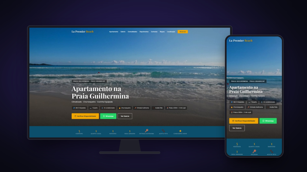 Landing page para aluguel por temporada: Lapremier Beach