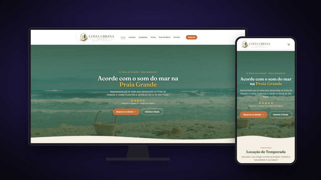 Site para venda de imóveis e temporada: proprietário em Praia Grande