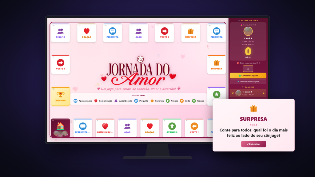 Jogo para encontro de casais: Jornada do Amor