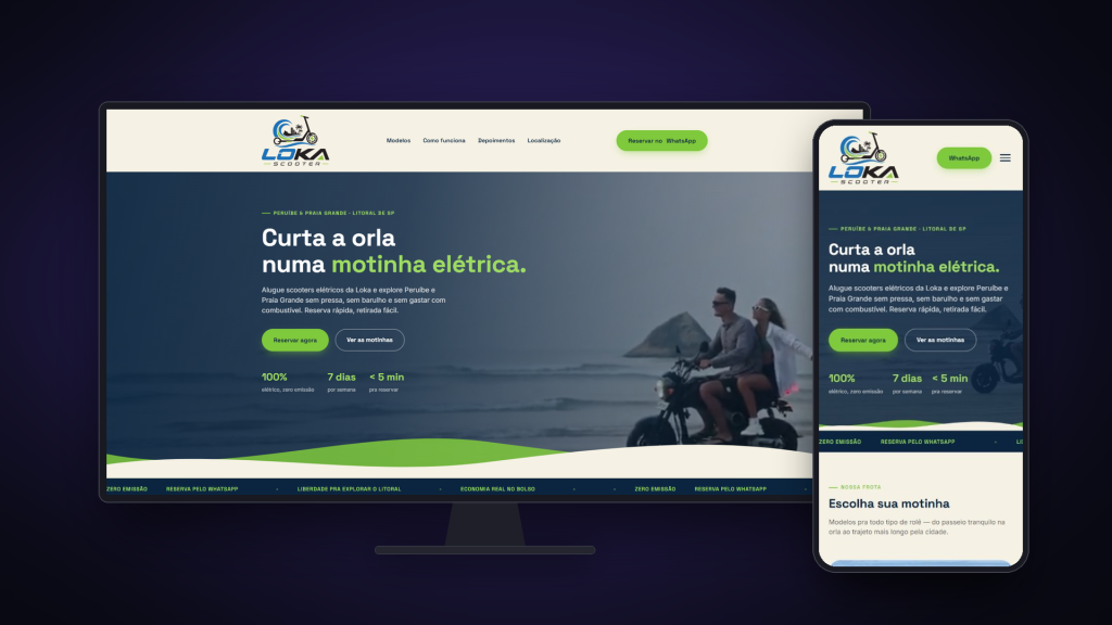 Site para aluguel de scooter elétrica: Loka Scooter