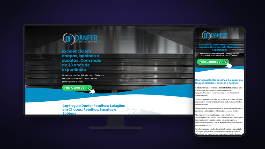 Site para empresa de sucata: Danfer Retalhos